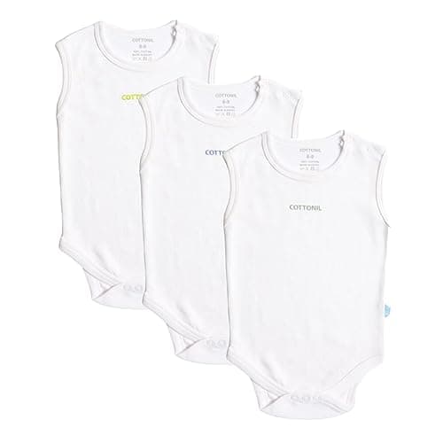 Cottonil Pack Of 3 White Cut Bodysuit For Baby Leotard