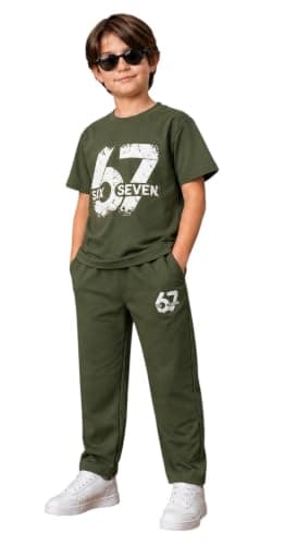 Miza Boys T-Shirt and Pants Set, Sublimation Print 67, Summer Milton Soft Stretch Material Coordinated outfit