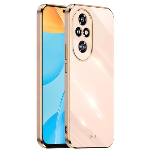 EASSGU [Electroplated Frame Case for Honor 200 Pro 5G (6.78 Inches) Soft TPU Silicone Protective Cover - Pink Cellular phone case