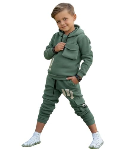 Miza Kids Tracksuit, Milton Cotton Hoodie and Pants, Sizes 4-10 Years, Available in Beige, Navy, Brown and Olive Track suit