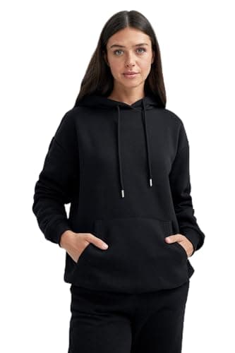 DeFacto Womens Core Relax Fit Hooded Knitted Sweat Shirt W8071AZ Sweat Shirt (pack of 1)