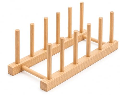 Wooden Dish Organizer - Practical Dish Rack for Organizing Plates and Mugs in Kitchen - Helps Utilize Storage Space and Easy Access to Cutlery and Drinks KH Drying rack
