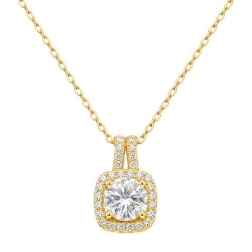 Women's Gold Chain with Shiny Round Lobes and Zircon Halo | Luxury Elegant Design, Halo Zircon Necklace, Gold Color Chain, Luminous Round Bead, Ladies Accessory