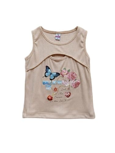 Billion Girls Butterfly Floral Cutout Ribbed Tank Top – Summer Fashion Blouse SG26-650 Shirt