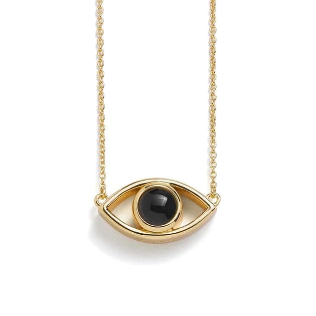 Stainless Steel Eye Shape Pendant Necklace Modern Elegant Daily Jewelry
