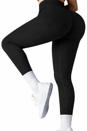 Ronza High Waist Ribbed Cotton Sports Leggings, Stretchy Elastic Fabric, Comfortable for Women and Girls Up to 105 Kilo Pants
