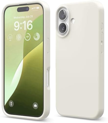 Silicone Case Compatible with iPhone 16 Case, Premium Liquid Silicone Case, Full Body Protective Cover, Shockproof, Slim Design, Anti-Scratch Soft Microfiber Lining (Light Stone)