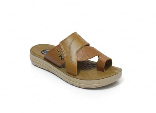 ALKHAWAGA Men's Premium Genuine Leather Slippers – Comfortable and Durable Politan Sole – Oriental Open Casual Design – Premium Quality – Size 41-46 Sandal