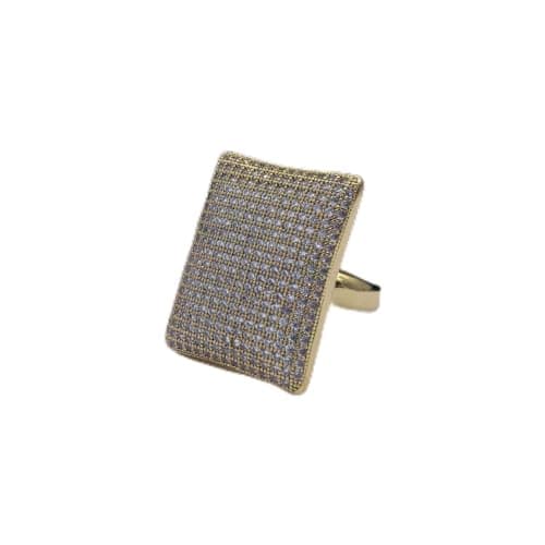 3 Diamonds 3370159539260 Women's Pillow Ring, Gold Plated, High Quality With Sparkling Zircon
