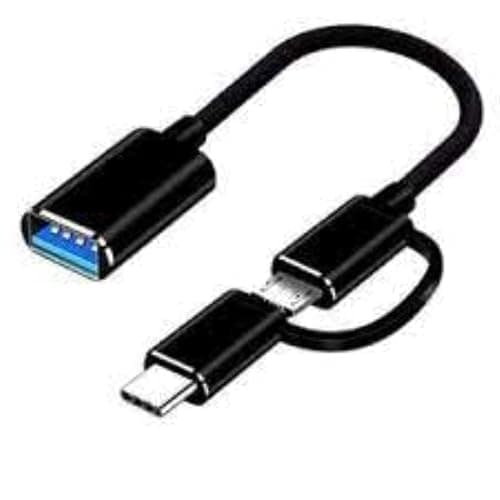 OTG Connector 2 in 1 Type C and Micro Compatible with Cell Phones - otg usb3.1 (Black) Electronic adapter