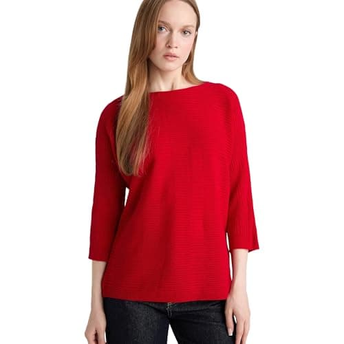 DeFacto Womens Batwing Boat Neck 3/4 SLEEVE Tricot Pullover D7670AX Pullover (pack of 1) Sweater