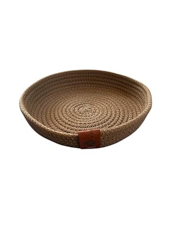 Woven it Handmade Round Storage Basket, beige Rope Decorative Organizer Plate, 17cm x 4cm, can be use in Kitchen, dining room, living room, Bathroom, Bedroom, kids room, Indoor & Outdoor