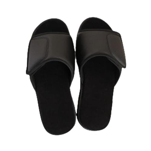 Medical slippers for sensitive feet and diabetics,EVA lightweight shock-absorbing sole,practical esky leather easy to clean,fully cushioned for extra comfort,black,max comfort (37)