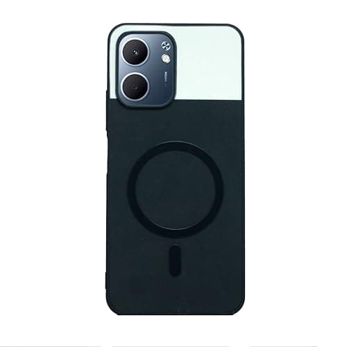 Compatible With (Infinix Smart 10) Luxury Leather Back Case With Wireless Charging And Electroplated Shockproof Camera Frame For (Black)