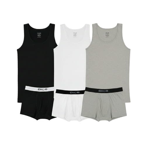 Dice Men Plain Underwear Set (tank top + Boxer) Pack of 3 2 Piece Set (pack of 1)