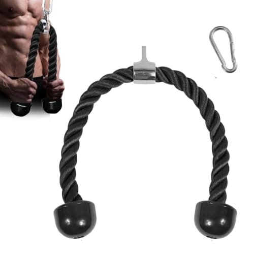 Tricep Rope Cable Accessories with Steel Carabiner,27" and 36" | Non-slip braided nylon material, accessories for gym pulleys at home, ideal for strength training, arms and back Outdoor recreation product