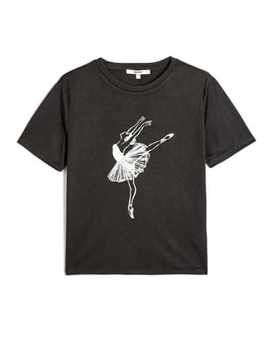 KOTON Womens Ballerina Printed T-shirt Modern