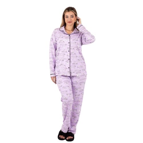 Zecotex Women’s Classic Cotton Pajama Set | 100% Cotton Sleepwear | Long Sleeve Top and Full-Length Pants | Modest Comfortable Nightwear | Soft Egyptian Cotton PJs