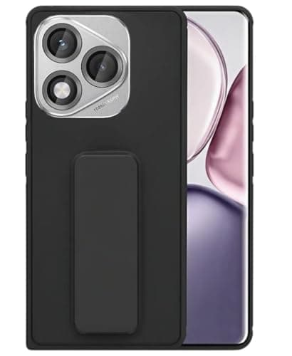 Back Cover Stand Case FOR HONOR 400 LITE Magnetic Car Holder Soft Silicone Horizontal & Vertical Kickstand Cover Wrist Strap Full protection Anti Fingerprint Case (Black) Cellular phone case