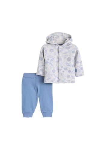 Junior Baby Boys 2-Piece Autumn Outfit Set – Hooded Long Sleeve Jacket & Soft Pants, Cotton Blend Infant Clothing Set, Multicolor, 06 Coordinated outfit