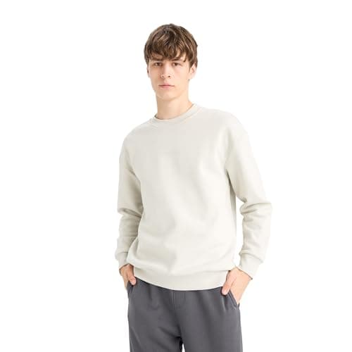 DeFacto Mens Young Boxy Fit Crew Neck Long Sleeve Knitted Sweat Shirt X8282AZ Sweat Shirt (pack of 1) Sweatshirt