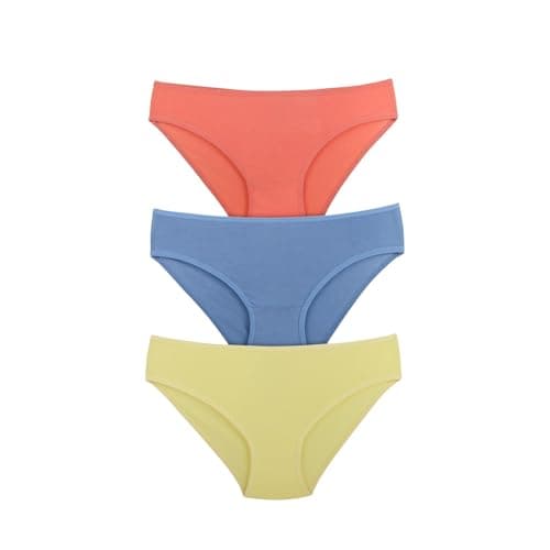 Karma Women's Cotton Bikini Panties Set, 3-Pack, Plain Colors Underpants
