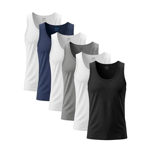Dice Men's 100% Cotton Tank Tops 6-Pack, Multicolour, Sleeveless Undershirts, White, Black, Navy, Grey Shirt