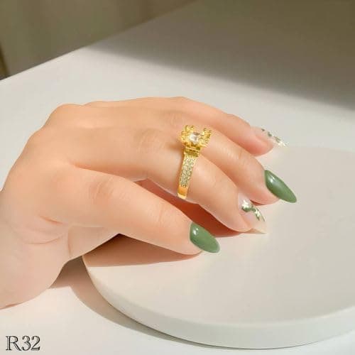 3 Diamonds 292474661779563 Women's Ring - Gold Plated with Sparkling Zircon