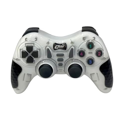 Zero ZR-6001 GamePad Trubo USB 1.56M cable wired Controller for PC/Play Compatible with Windows 98.2000.MEH.P.NT.VISTA OS. Win7 system (ZR-6001) (White, ZR-7501)