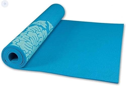 Yoga Mat, Blue with Floral Print, Non-Slip Textured Surface, Ideal for Yoga and Pilates Exercise mat