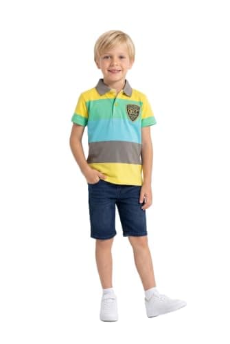 Boys Striped Short Sleeve Classic Collar Polo Shirt