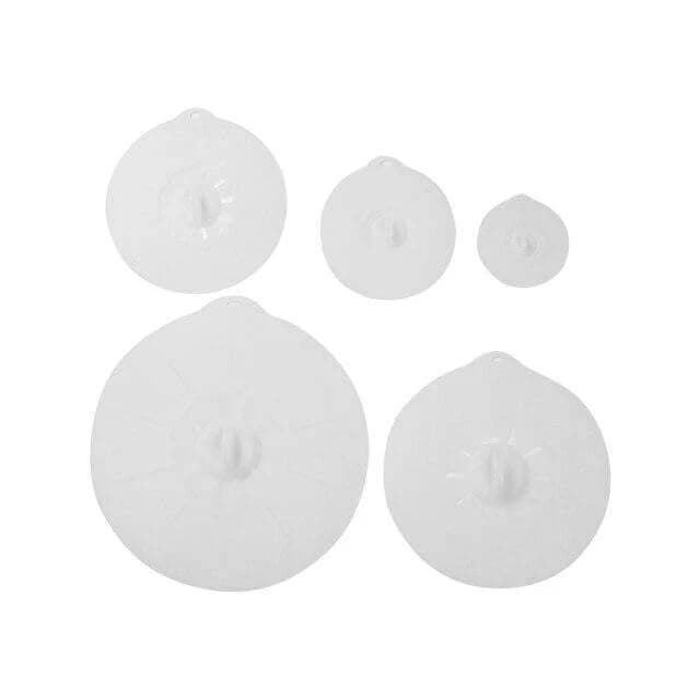 5-Piece Reusable Silicone Stretch Lids for Food Bowls Cups and Plates