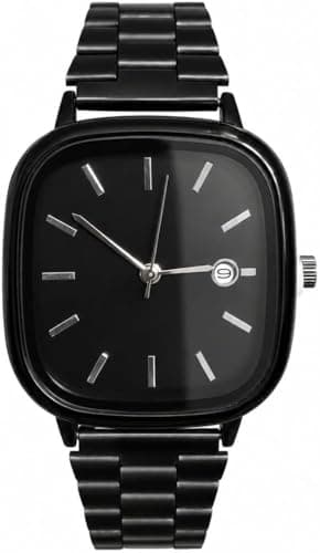 Men's Classic Square Dial Quartz Wrist Watch - Luxury Casual Watch with Stainless Steel Strap with Date Window - Simple and Elegant Design
