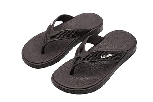 Romba Sport Men's Flip Flops Thick Sole Anti-Slip Lightweight Durable Daily Beach Slippers Sandal