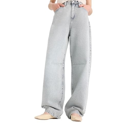 DeFacto Woman Special Collection Baggy Denim Trousers,Grey, XL