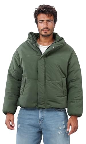 Ravin Mens Men Jacket Solid Puffer Jacket With Stand Collar - Dark Olive Coat