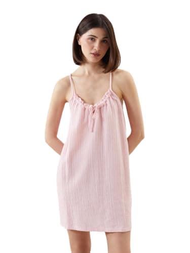 LC WAIKIKI Woman V-Neck Textured Strappy Women's Nightdress