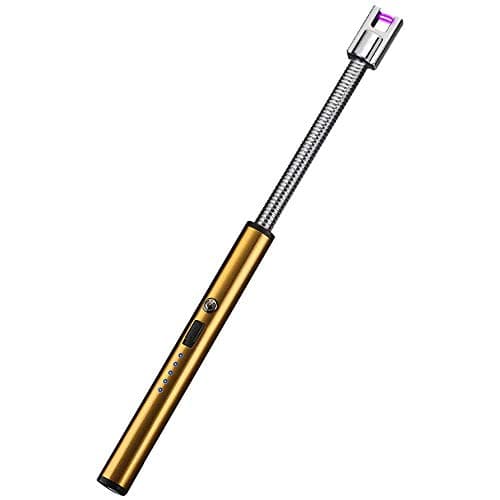 Electric Arc Lighter, Plasma Lighter Flameless Windproof USB Rechargeable for BBQ Gas Stove Candle Fireworks (Gold) Mechanical lighter