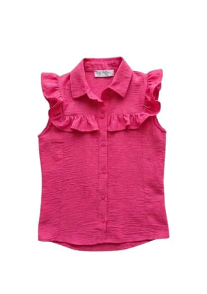 Billion Girls Ruffle Sleeve Sleeveless Button-Up Blouse – Summer Casual Top SG26-660 Shirt
