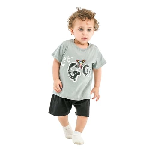Jockey M M Boys Set Of 2 Pieces Half Sleeves T-Shirt&Short Printed Go Baby & Toddler Sleepers (pack of 1) Pajamas