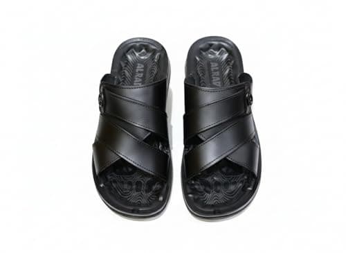 AlRahal EL-RAHAL-sh06-Parent Genuine Leather Comfort Slippers for Men - Medical PU Sole for Foot Comfort - Fashion Open Design Sandal