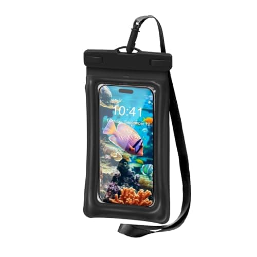 MOLOSLEEVE Floating Waterproof Cellphone Pouch, Large Waterproof Phone Dry Bag for iPhone 15 14 13 Pro Max Samsung LG Cellphone, IPX8 Cellphone Kayak Accessories, Beach Essentials, 1 Pack-Black-8.3″ Cellular phone case