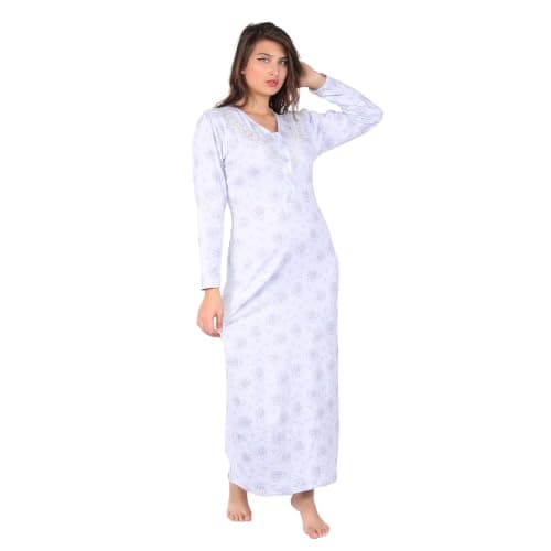 Dadosh Womens Winter Long Nightgown Nightgown Winter Nightgown for Women with Embroidery to Keep You Warm - Nightgown, Loose Sleepwear for Women
