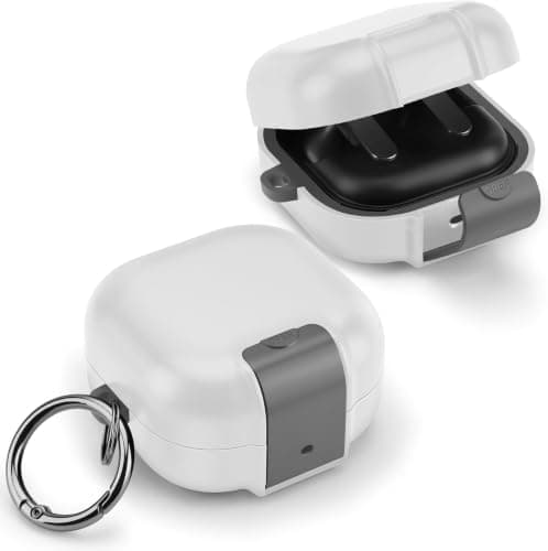 Modern Lock Case for (Compatible with Samsung Galaxy Buds 4/4 Pro) (2026), Rugged Protection with Secure Lock for Samsung Buds 4 Pro Cover, Phone Holder Function (White)