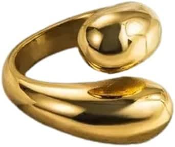 Gold Plated 316 Stainless Steel Ring Size 7 Elegant Modern Design Jewelry