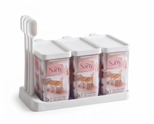 3-Piece Mini Spice Set with Rack and Spoons Clear Acrylic Kitchen Jars Storage rack
