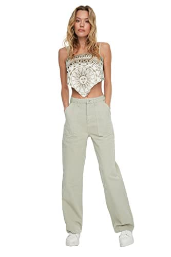 Trendyol Womens High Waist 90's Wide Leg Jeans Jeans (pack of 1) Pants