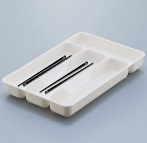 Generic Kitchen Drawer Organizer, 4-Compartment Cutlery Tray, White Plastic Utensil Holder .db Caddy
