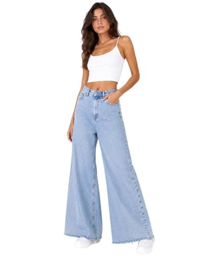 Wideleg Sparkly Denim Pants