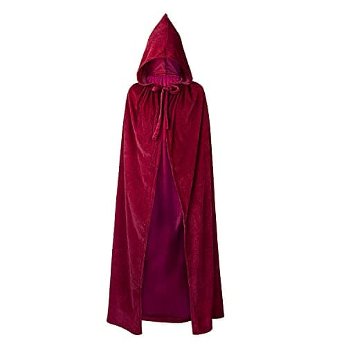 Wonka Zando Witch Cloak with Hood Woman Wizard Cloak Men Halloween Costume Cape with Hooded Cape Cloak Halloween Costume, A06 Wine, XL Costume outfit